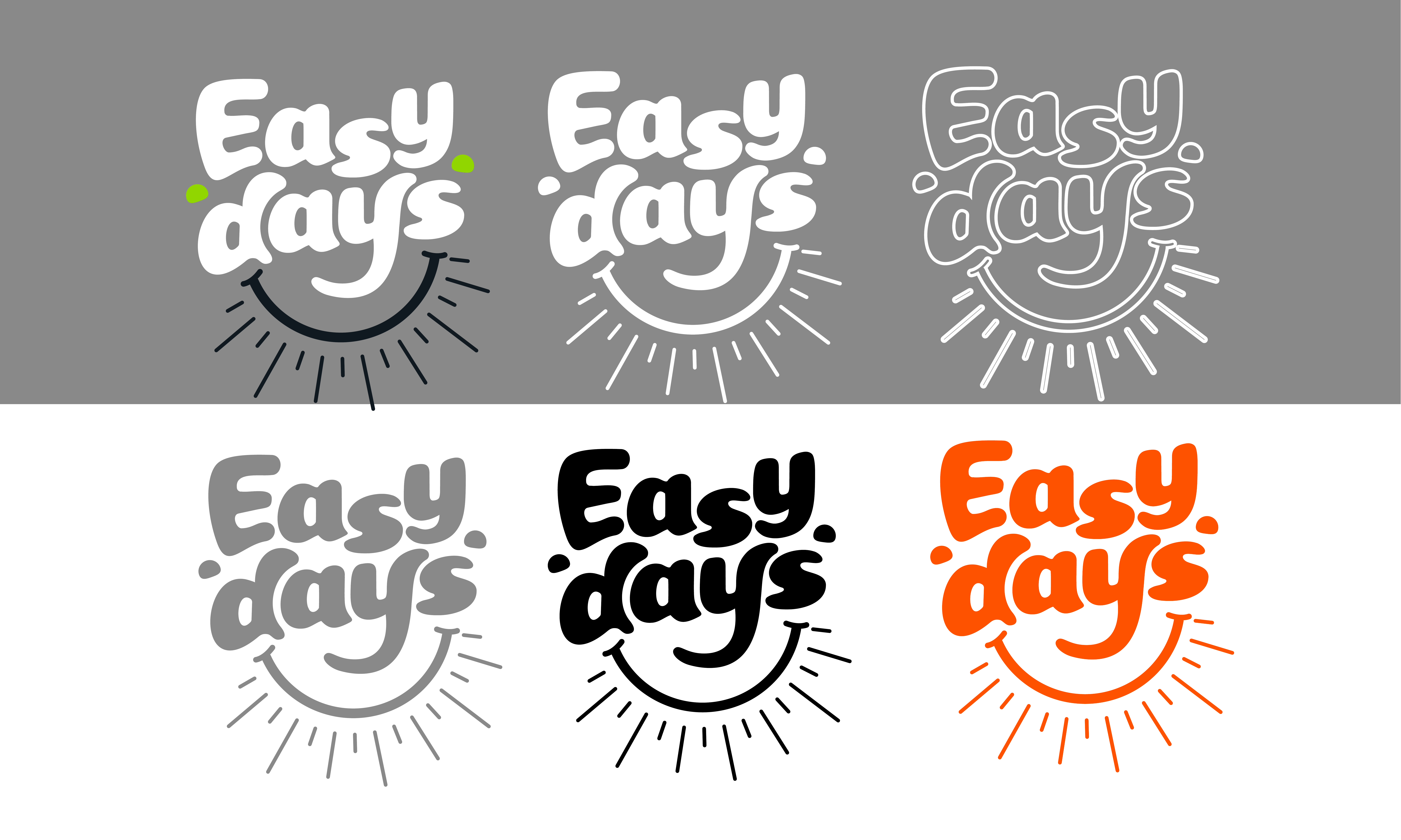 Board showing all approved Easy Days brandmark variations